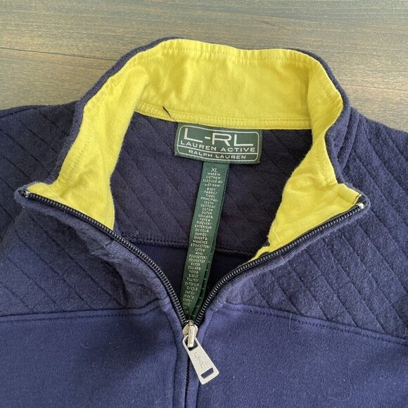 LRL Ralph Lauren Active Jacket Blue Yellow Full Zip Track - Womens XL (V6) - Picture 2 of 7